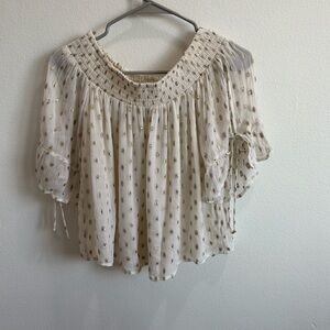 Abercrombie & Fitch Cream Blouson Top with Gold Dot Accents